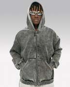 Acid washed zip up hoodie "Saber"
