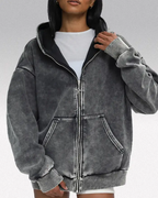Acid washed zip up hoodie "Saber"