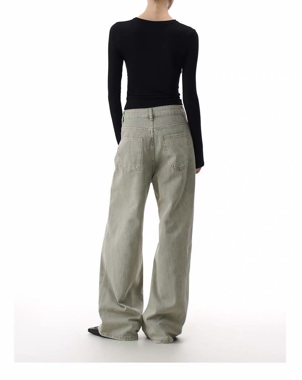 ShineNest Women's Vintage Wash Wide Leg Jeans