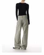 ShineNest Women's Vintage Wash Wide Leg Jeans