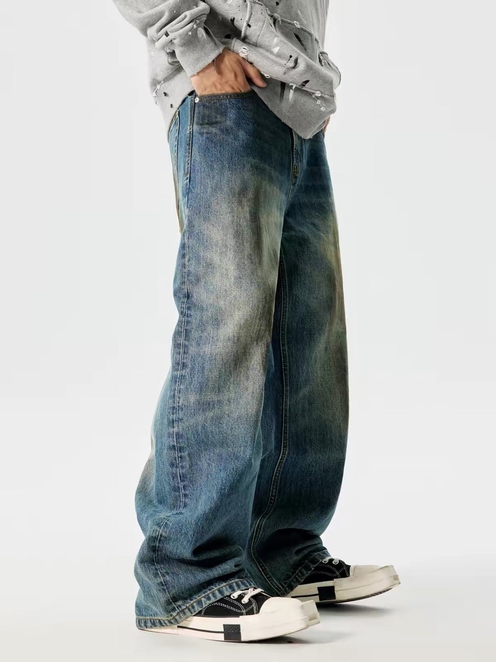 ShineNest Y2K Washed Wide Leg Jeans