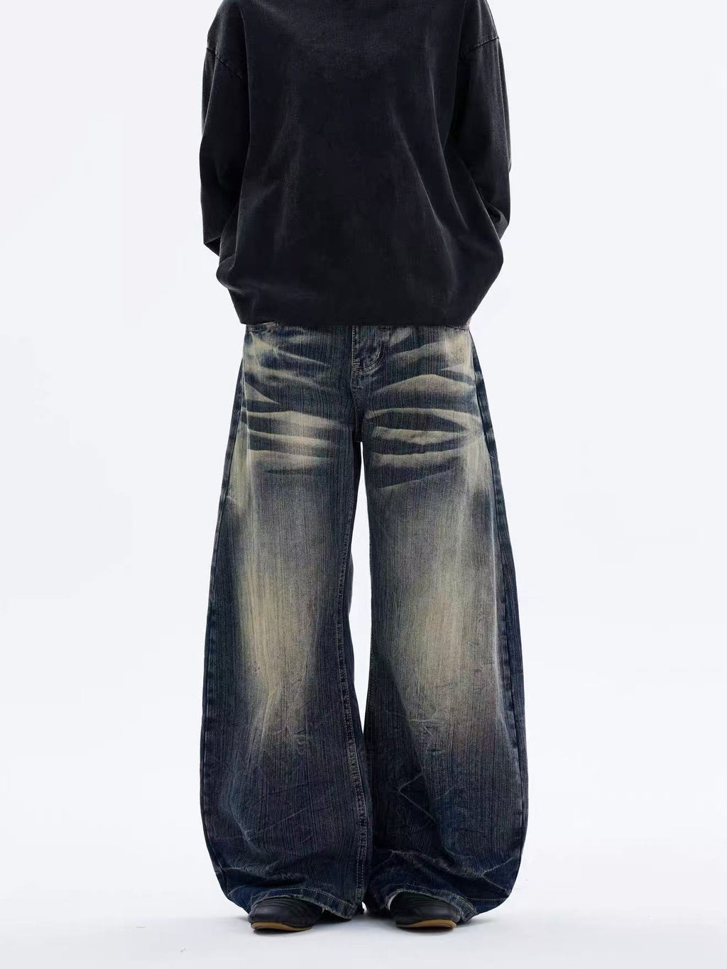 ShineNest Men's Vintage Washed Baggy Jeans