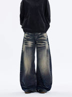 ShineNest Men's Vintage Washed Baggy Jeans