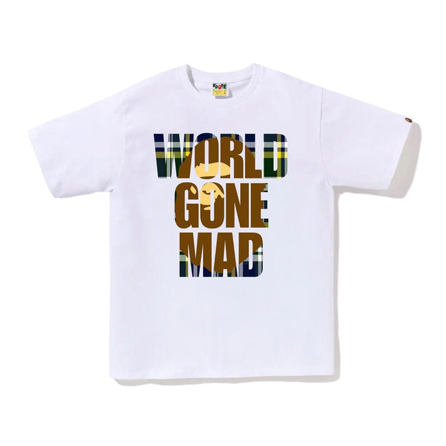 BAPE Check World Gone Mad White Tee Hover Image
