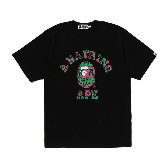 BAPE Graffiti Pattern College Tee Black Hover Image