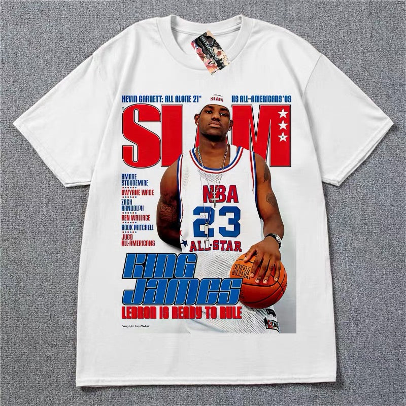 ShineNest Vintage Basketball Graphic Oversized T-Shirt