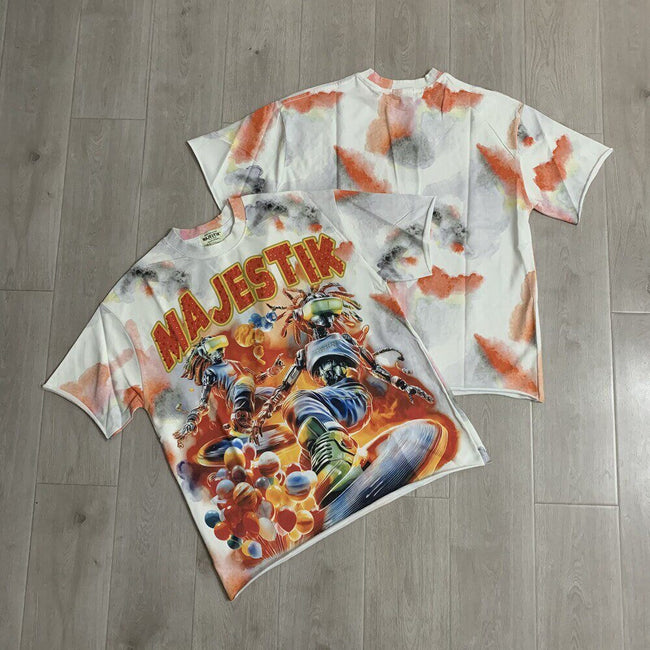 Vintage Skateboard Graphic Tie Dye Oversized T Shirt Streetwear Retro Tee Hover Image