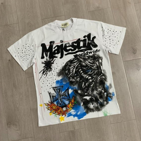 Vintage Graffiti Graphic Oversized T Shirt Streetwear Casual Short Sleeve Retro Tee Hover Image