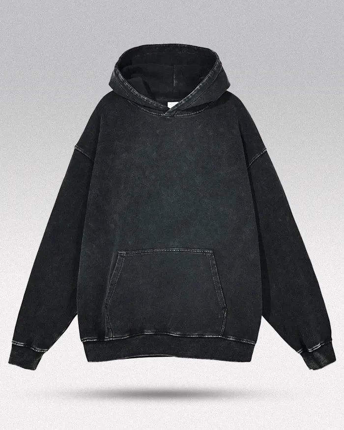 Black acid wash hoodie "Darkstar"