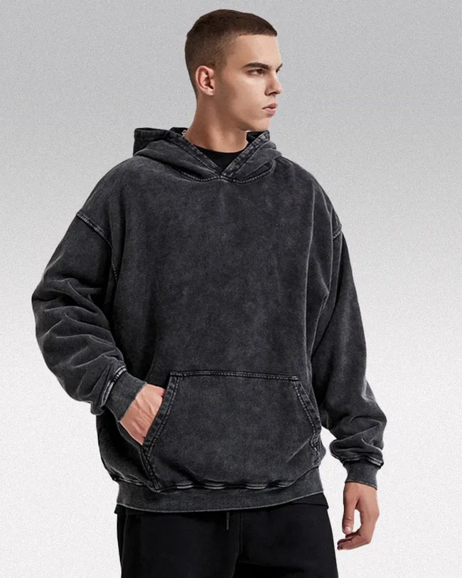Black acid wash hoodie "Darkstar" Hover Image