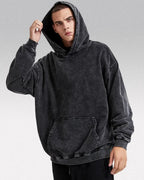 Black acid wash hoodie "Darkstar"