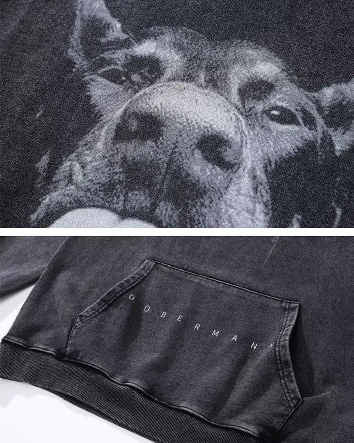 Black y2k hoodie "Dobermann"