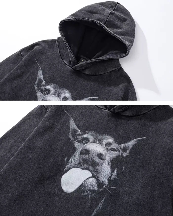 Black y2k hoodie "Dobermann"