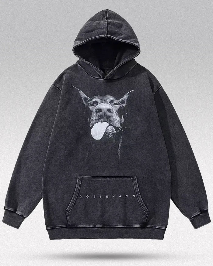 Black y2k hoodie "Dobermann"