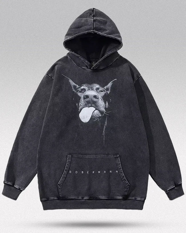 Black y2k hoodie "Dobermann" Main Image