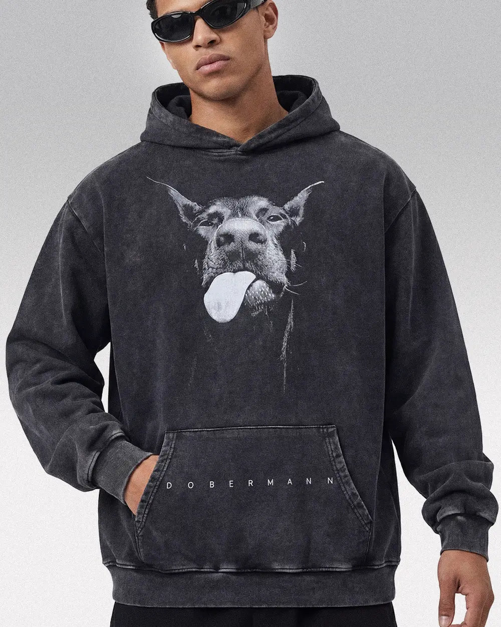 Black y2k hoodie "Dobermann"
