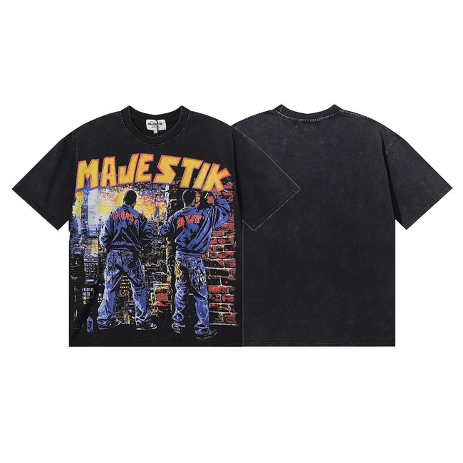 Vintage Graphic Oversized T-Shirt Collection – Streetwear Printed Short Sleeve Tee Hover Image