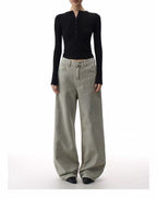 ShineNest Women's Vintage Wash Wide Leg Jeans