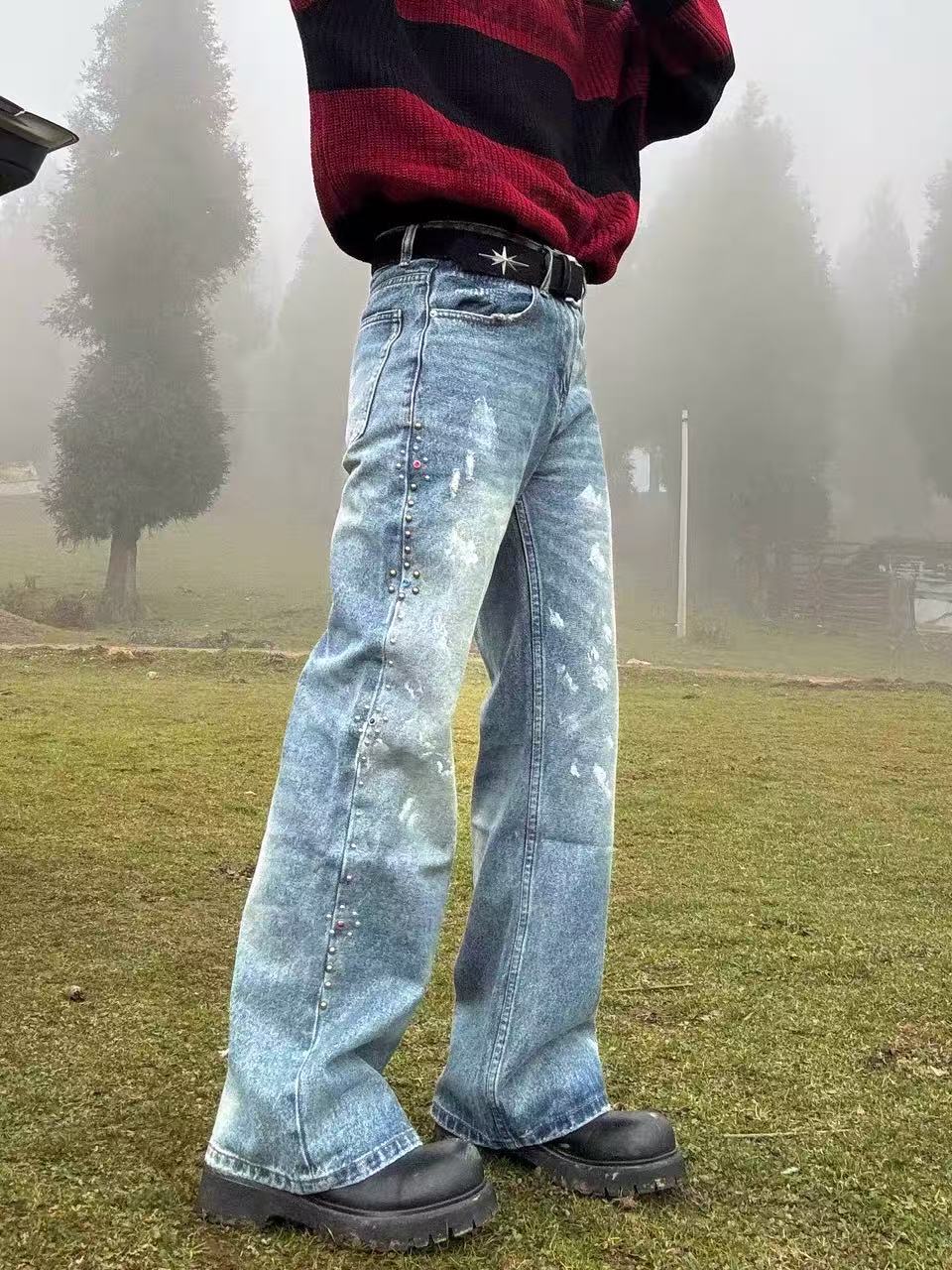 Y2K Vintage Washed Wide Leg Jeans Men’s Streetwear Baggy Denim Pants