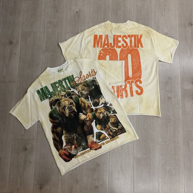 Vintage Sports Graphic Oversized T Shirt Streetwear Casual Short Sleeve Retro Tee Hover Image