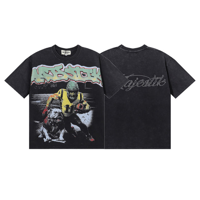 Oversized Graphic Print Streetwear T-Shirt Collection – Vintage Casual Short Sleeve Tee Hover Image