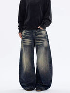 ShineNest Men's Vintage Washed Baggy Jeans