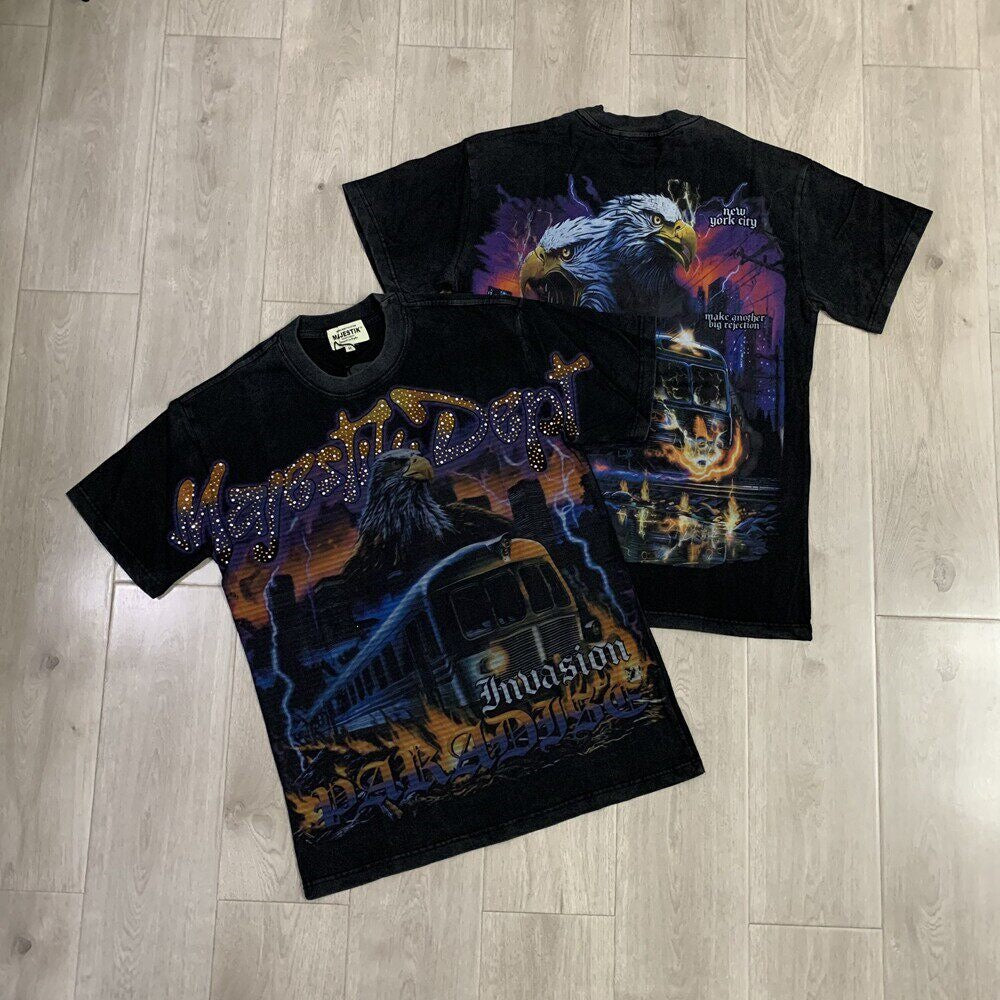 Vintage Eagle Graphic Oversized T-Shirt Streetwear Top