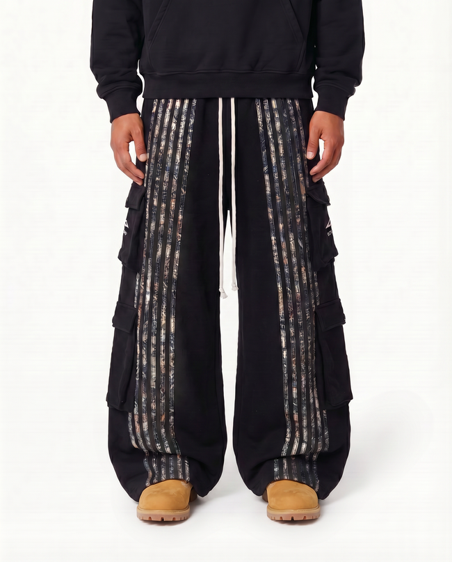 ARCHIVE HUNTER CARGO STRIPE SWEATPANTS CAMO - BLACK Hover Image