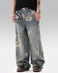 Printed floral jeans "Azure"