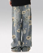 Printed floral jeans "Azure"