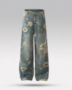 Printed floral jeans "Azure"