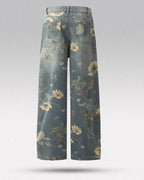 Printed floral jeans "Azure"