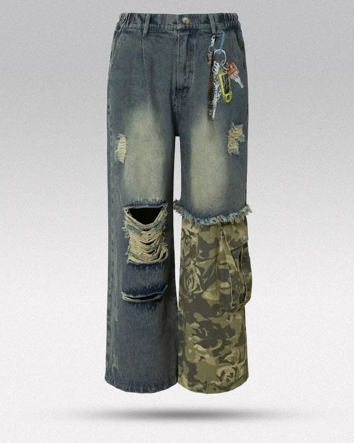 Vintage patchwork jeans "Lynxwave"
