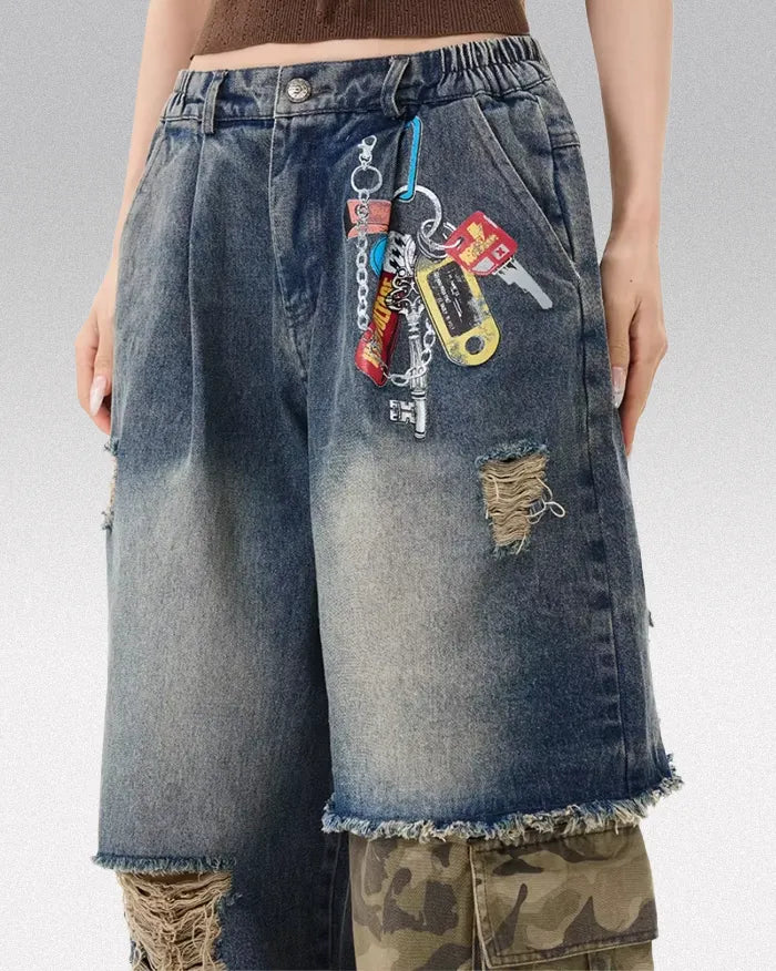 Vintage patchwork jeans "Lynxwave"