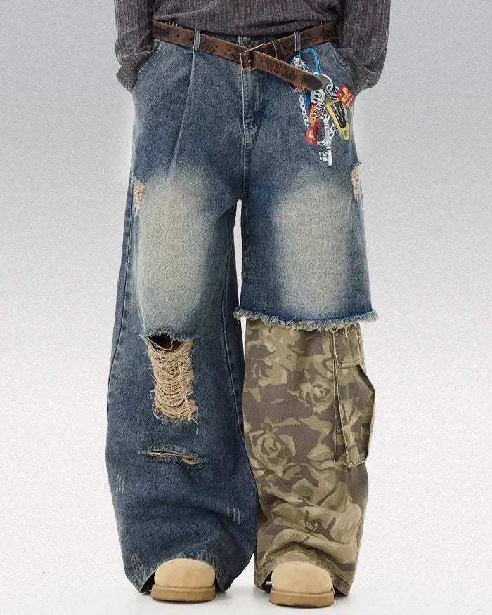 Vintage patchwork jeans "Lynxwave"