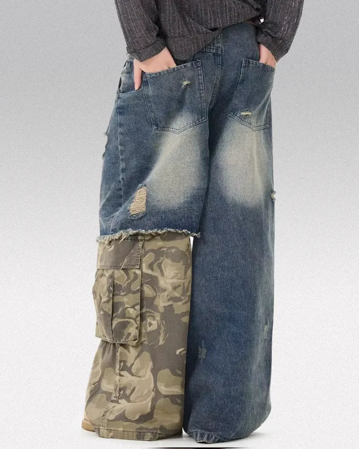 Vintage patchwork jeans "Lynxwave"