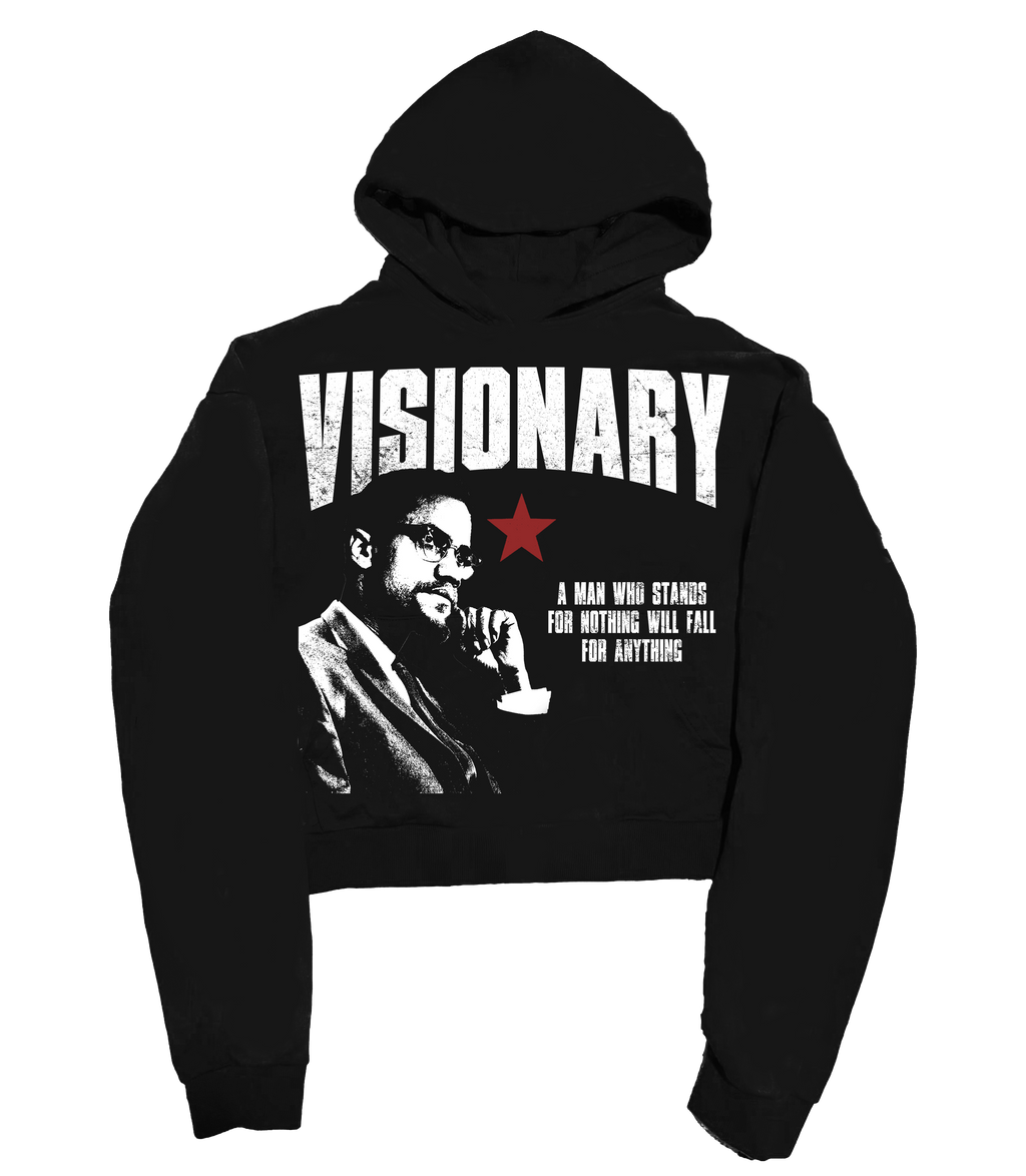 ShineNest Visionary Vintage Graphic Cropped Hoodie